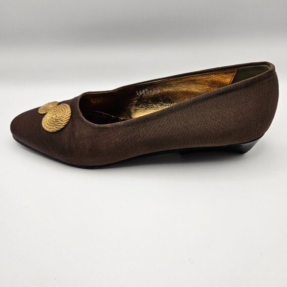 Joan & David Brown Fabric Low-Heel Flats – Size 9M – Handmade in Italy - Picture 4 of 11